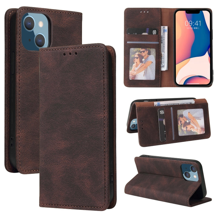Estuche de cuero con tapa horizontal con cierre de succión simple