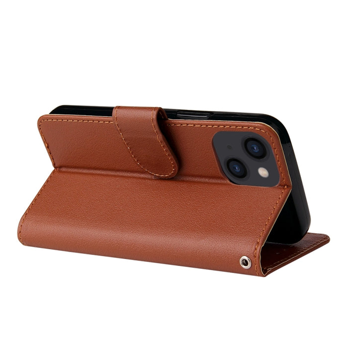 Estuche multifuncional de cuero con tapa horizontal y tres ranuras para tarjetas