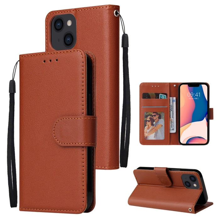 Estuche multifuncional de cuero con tapa horizontal y tres ranuras para tarjetas
