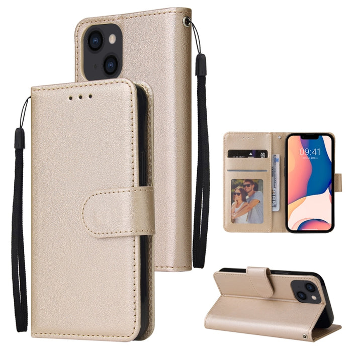 Estuche multifuncional de cuero con tapa horizontal y tres ranuras para tarjetas