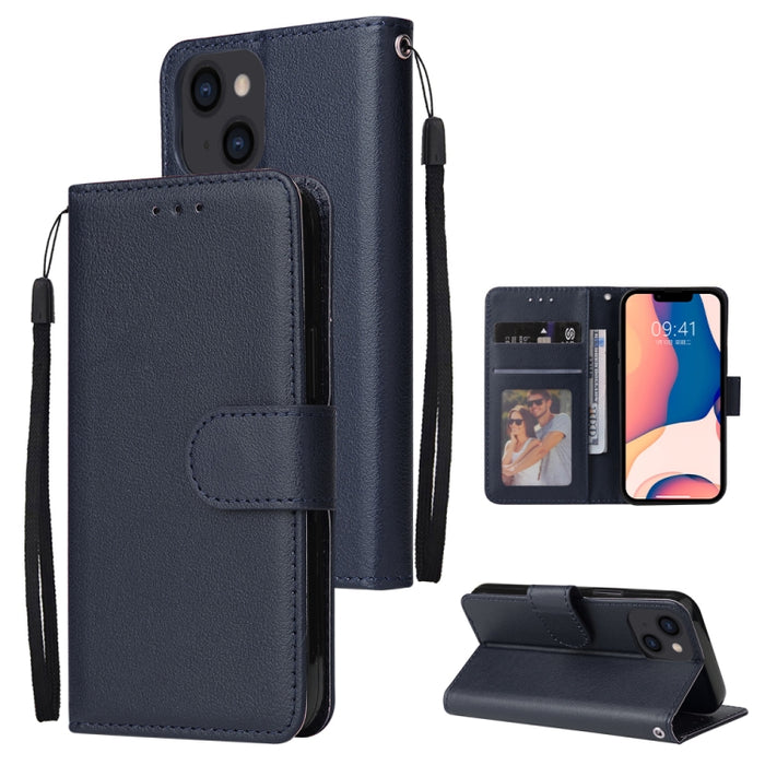 Estuche multifuncional de cuero con tapa horizontal y tres ranuras para tarjetas