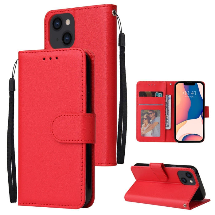 Estuche multifuncional de cuero con tapa horizontal y tres ranuras para tarjetas