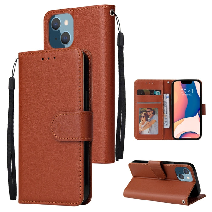 Estuche multifuncional de cuero con tapa horizontal y tres ranuras para tarjetas