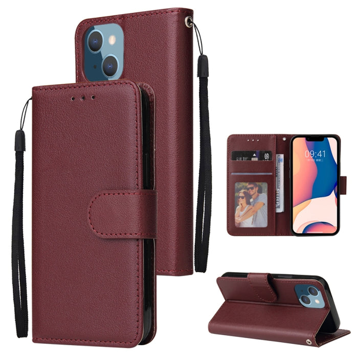 Estuche multifuncional de cuero con tapa horizontal y tres ranuras para tarjetas