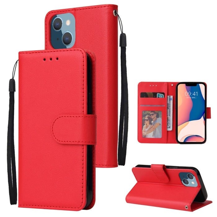 Estuche multifuncional de cuero con tapa horizontal y tres ranuras para tarjetas
