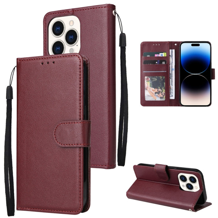 Estuche multifuncional de cuero con tapa horizontal y tres ranuras para tarjetas