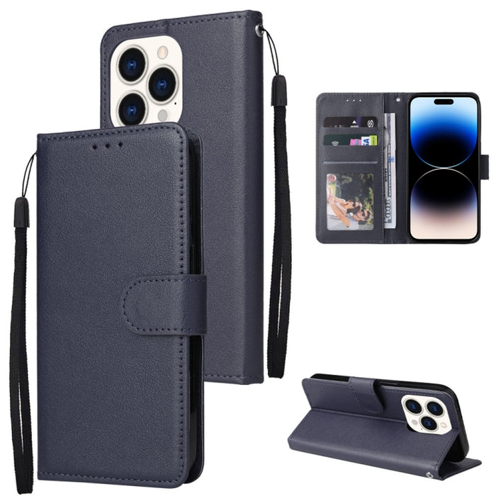 Estuche multifuncional de cuero con tapa horizontal y tres ranuras para tarjetas