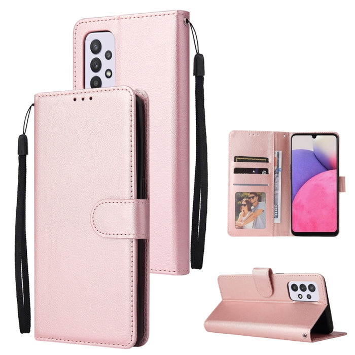 Estuche de teléfono de cuero multifuncional con 3 ranuras para tarjetas, For Samsung Galaxy A33 5G, For Samsung Galaxy A53 5G, For Samsung Galaxy A73 5G, For Xiaomi 12 Lite, For Xiaomi 12S Ultra