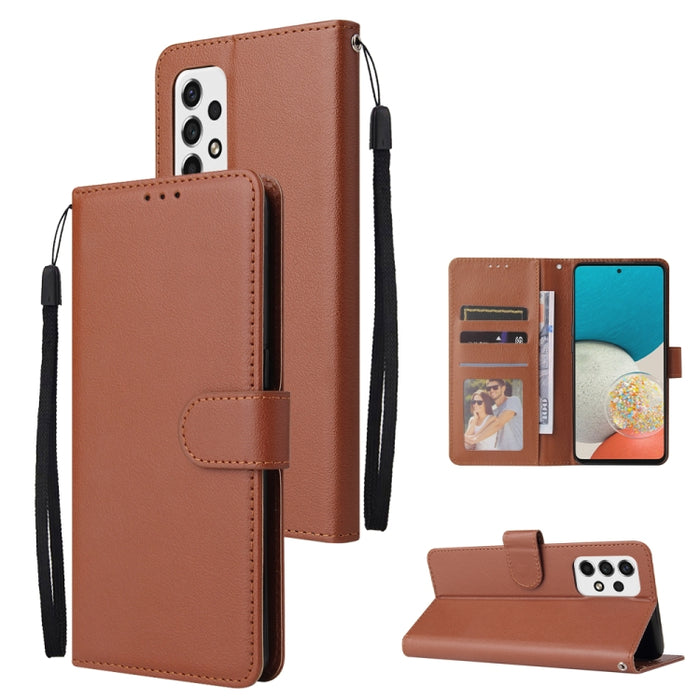 Estuche de teléfono de cuero multifuncional con 3 ranuras para tarjetas, For Samsung Galaxy A33 5G, For Samsung Galaxy A53 5G, For Samsung Galaxy A73 5G, For Xiaomi 12 Lite, For Xiaomi 12S Ultra