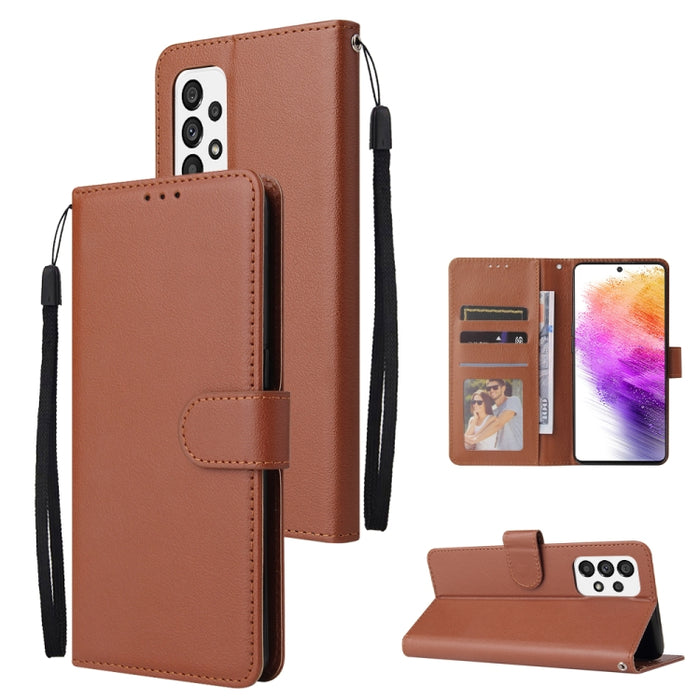 Estuche de teléfono de cuero multifuncional con 3 ranuras para tarjetas, For Samsung Galaxy A33 5G, For Samsung Galaxy A53 5G, For Samsung Galaxy A73 5G, For Xiaomi 12 Lite, For Xiaomi 12S Ultra