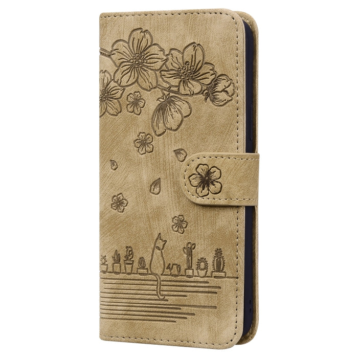 Caja de teléfono de cuero en relieve de dibujos animados Sakura Cat, For Xiaomi Poco F4 GT, For Xiaomi Poco M3 / Redmi 9T Global, For Xiaomi Poco X3 / X3 NFC, For Xiaomi Redmi K40 / K40 Pro, For Xiaomi Redmi Note 11 Pro 4G / 5G                         ...