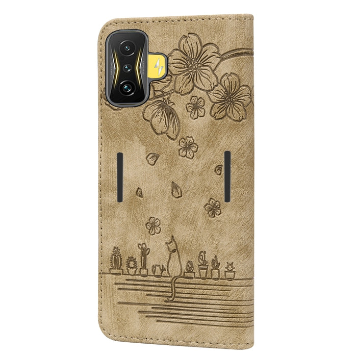 Caja de teléfono de cuero en relieve de dibujos animados Sakura Cat, For Xiaomi Poco F4 GT, For Xiaomi Poco M3 / Redmi 9T Global, For Xiaomi Poco X3 / X3 NFC, For Xiaomi Redmi K40 / K40 Pro, For Xiaomi Redmi Note 11 Pro 4G / 5G                         ...