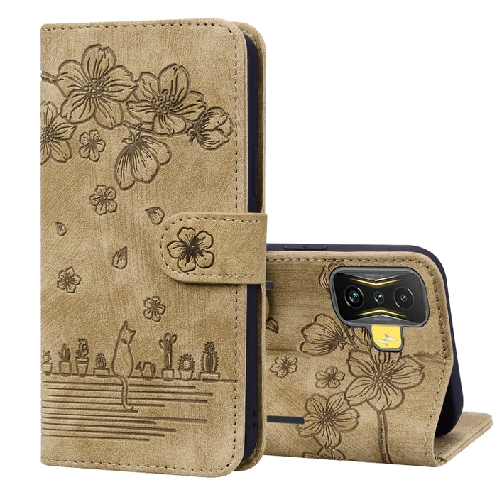 Caja de teléfono de cuero en relieve de dibujos animados Sakura Cat, For Xiaomi Poco F4 GT, For Xiaomi Poco M3 / Redmi 9T Global, For Xiaomi Poco X3 / X3 NFC, For Xiaomi Redmi K40 / K40 Pro, For Xiaomi Redmi Note 11 Pro 4G / 5G                         ...