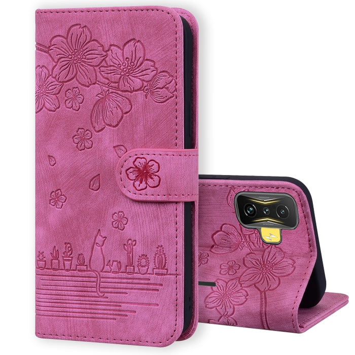 Caja de teléfono de cuero en relieve de dibujos animados Sakura Cat, For Xiaomi Poco F4 GT, For Xiaomi Poco M3 / Redmi 9T Global, For Xiaomi Poco X3 / X3 NFC, For Xiaomi Redmi K40 / K40 Pro, For Xiaomi Redmi Note 11 Pro 4G / 5G                         ...