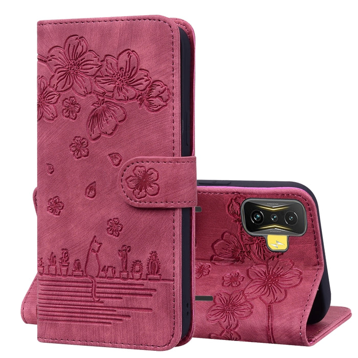 Caja de teléfono de cuero en relieve de dibujos animados Sakura Cat, For Xiaomi Poco F4 GT, For Xiaomi Poco M3 / Redmi 9T Global, For Xiaomi Poco X3 / X3 NFC, For Xiaomi Redmi K40 / K40 Pro, For Xiaomi Redmi Note 11 Pro 4G / 5G                         ...