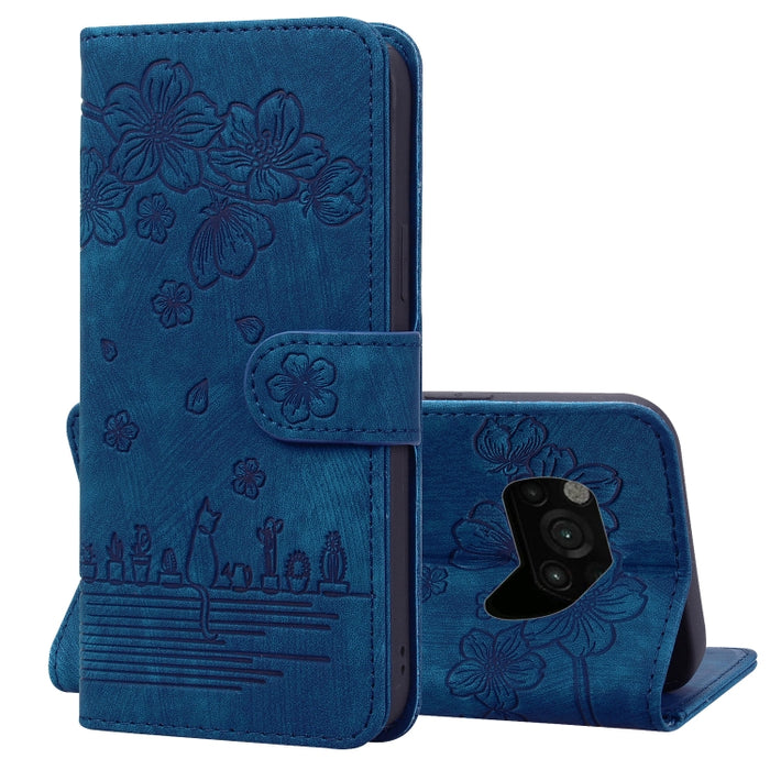 Caja de teléfono de cuero en relieve de dibujos animados Sakura Cat, For Xiaomi Poco F4 GT, For Xiaomi Poco M3 / Redmi 9T Global, For Xiaomi Poco X3 / X3 NFC, For Xiaomi Redmi K40 / K40 Pro, For Xiaomi Redmi Note 11 Pro 4G / 5G                         ...