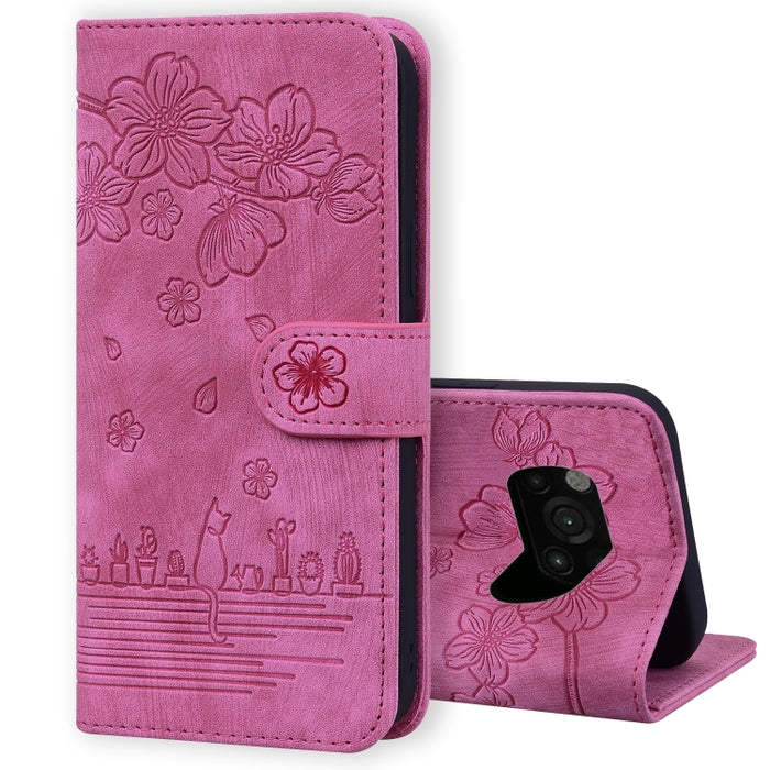 Caja de teléfono de cuero en relieve de dibujos animados Sakura Cat, For Xiaomi Poco F4 GT, For Xiaomi Poco M3 / Redmi 9T Global, For Xiaomi Poco X3 / X3 NFC, For Xiaomi Redmi K40 / K40 Pro, For Xiaomi Redmi Note 11 Pro 4G / 5G                         ...