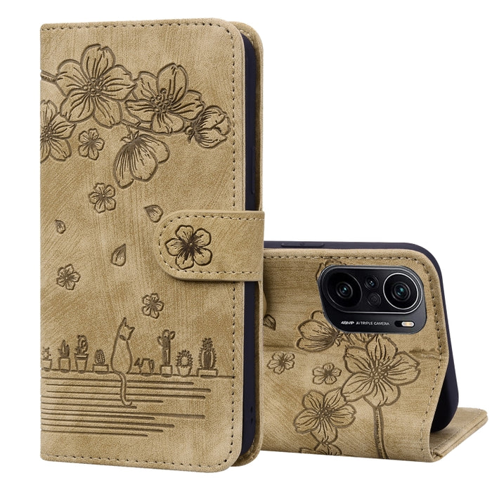 Caja de teléfono de cuero en relieve de dibujos animados Sakura Cat, For Xiaomi Poco F4 GT, For Xiaomi Poco M3 / Redmi 9T Global, For Xiaomi Poco X3 / X3 NFC, For Xiaomi Redmi K40 / K40 Pro, For Xiaomi Redmi Note 11 Pro 4G / 5G                         ...
