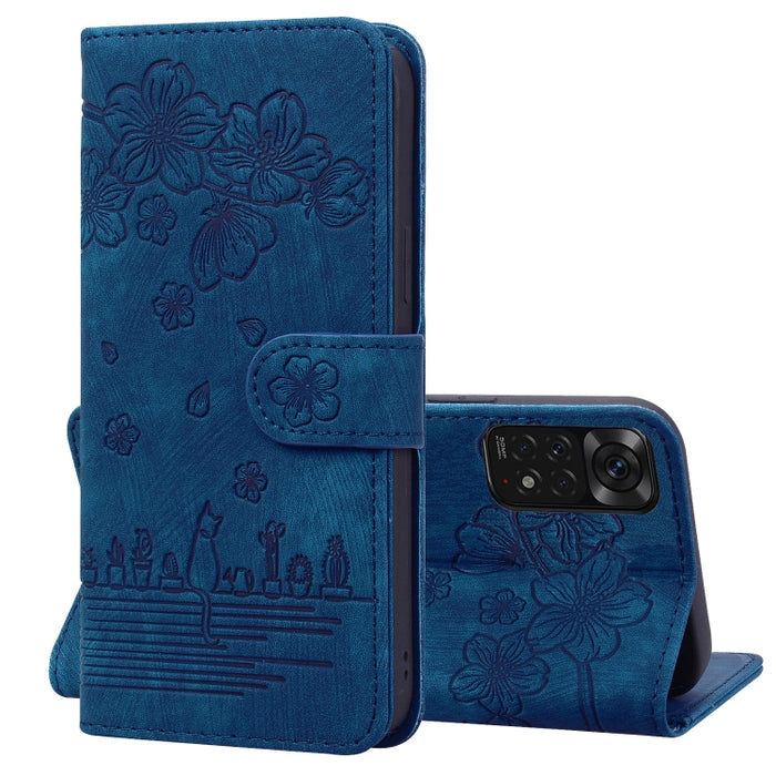Caja de teléfono de cuero en relieve de dibujos animados Sakura Cat, For Xiaomi Poco F4 GT, For Xiaomi Poco M3 / Redmi 9T Global, For Xiaomi Poco X3 / X3 NFC, For Xiaomi Redmi K40 / K40 Pro, For Xiaomi Redmi Note 11 Pro 4G / 5G                         ...