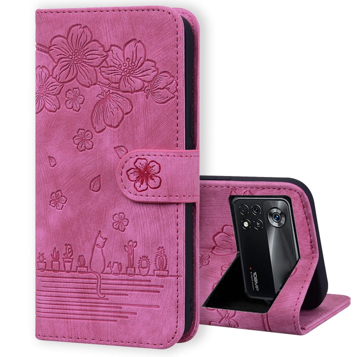 Caja de teléfono de cuero en relieve de dibujos animados Sakura Cat, For Xiaomi Poco F4 GT, For Xiaomi Poco M3 / Redmi 9T Global, For Xiaomi Poco X3 / X3 NFC, For Xiaomi Redmi K40 / K40 Pro, For Xiaomi Redmi Note 11 Pro 4G / 5G                         ...