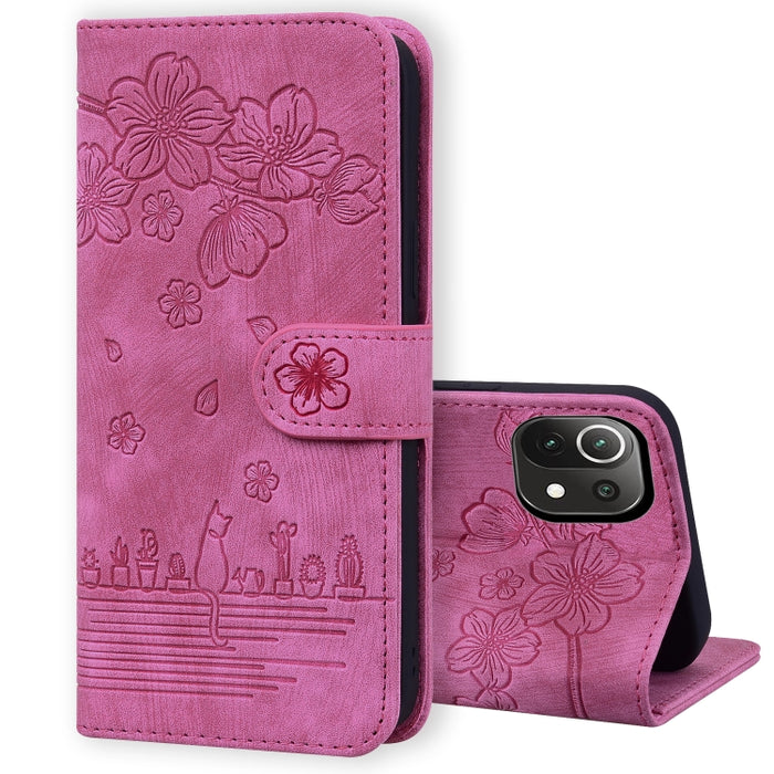 Caja de teléfono de cuero en relieve de dibujos animados Sakura Cat, For Xiaomi Poco F4 GT, For Xiaomi Poco M3 / Redmi 9T Global, For Xiaomi Poco X3 / X3 NFC, For Xiaomi Redmi K40 / K40 Pro, For Xiaomi Redmi Note 11 Pro 4G / 5G                         ...