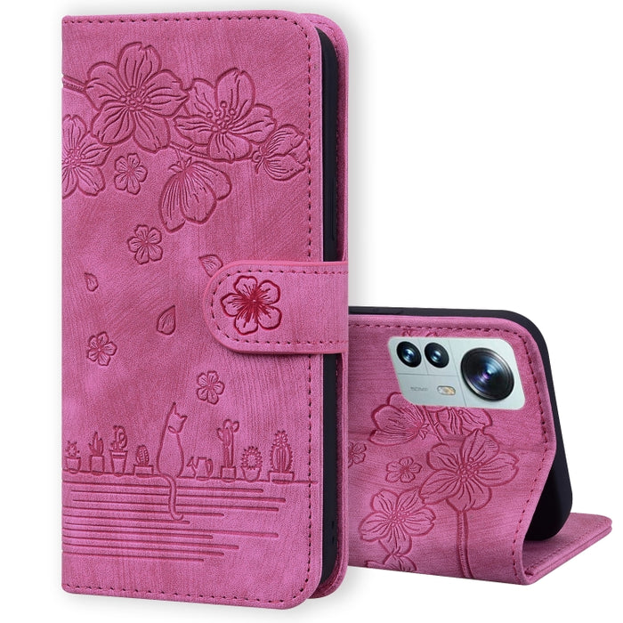 Caja de teléfono de cuero en relieve de dibujos animados Sakura Cat, For Xiaomi Poco F4 GT, For Xiaomi Poco M3 / Redmi 9T Global, For Xiaomi Poco X3 / X3 NFC, For Xiaomi Redmi K40 / K40 Pro, For Xiaomi Redmi Note 11 Pro 4G / 5G                         ...