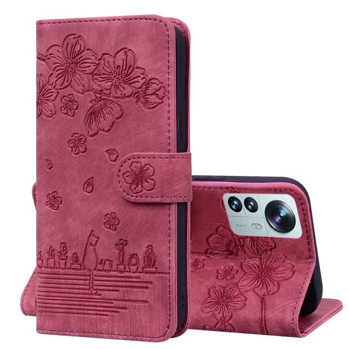 Caja de teléfono de cuero en relieve de dibujos animados Sakura Cat, For Xiaomi Poco F4 GT, For Xiaomi Poco M3 / Redmi 9T Global, For Xiaomi Poco X3 / X3 NFC, For Xiaomi Redmi K40 / K40 Pro, For Xiaomi Redmi Note 11 Pro 4G / 5G                         ...