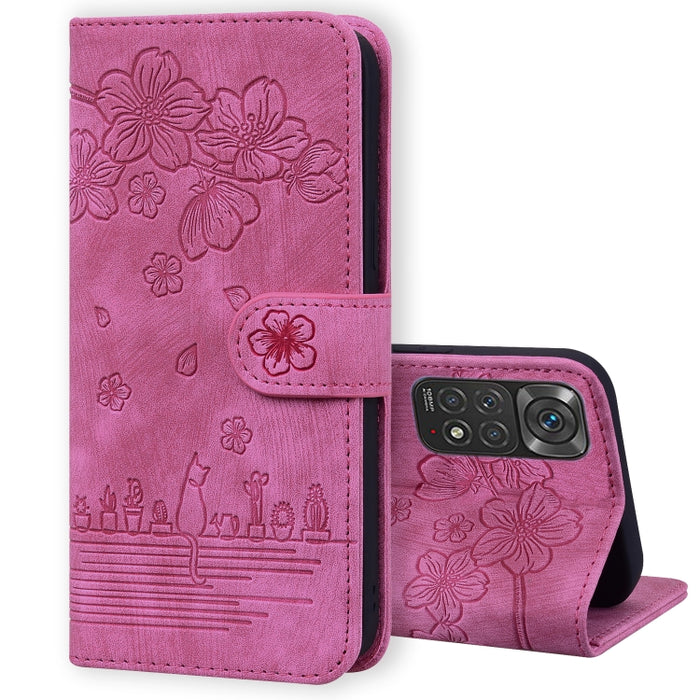 Caja de teléfono de cuero en relieve de dibujos animados Sakura Cat, For Xiaomi Poco F4 GT, For Xiaomi Poco M3 / Redmi 9T Global, For Xiaomi Poco X3 / X3 NFC, For Xiaomi Redmi K40 / K40 Pro, For Xiaomi Redmi Note 11 Pro 4G / 5G                         ...