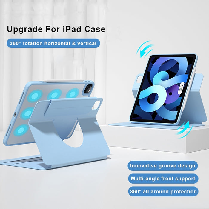 Estuche para tableta inteligente con respaldo transparente giratorio con soporte frontal