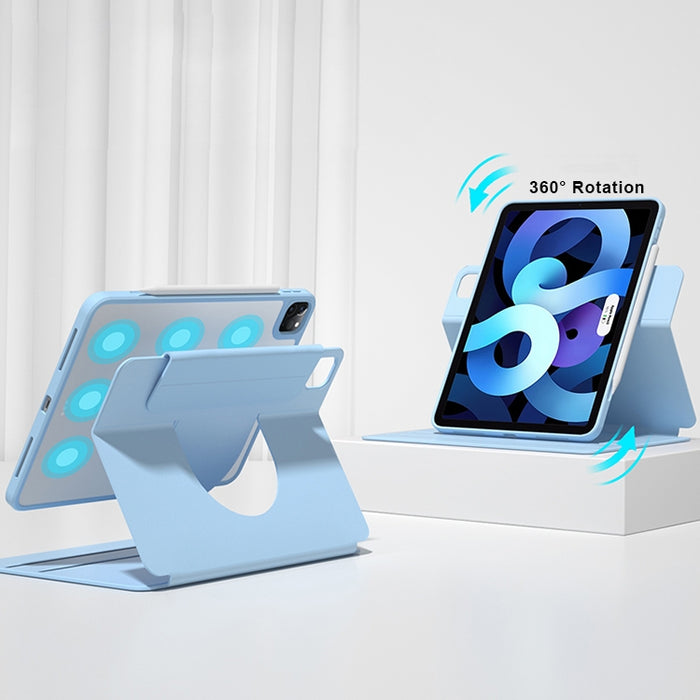 Estuche para tableta inteligente con respaldo transparente giratorio con soporte frontal