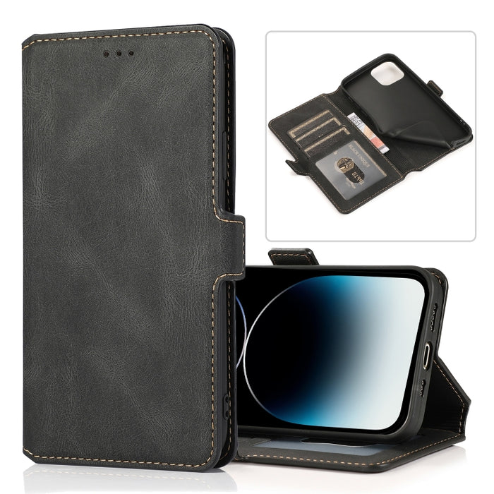 Funda de piel con cierre magnético retro
