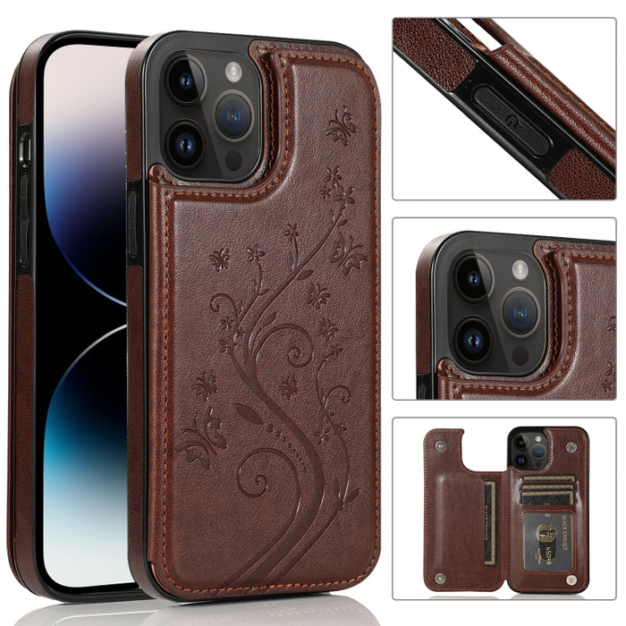 Estuche Doble Hebilla Mariposas Flores