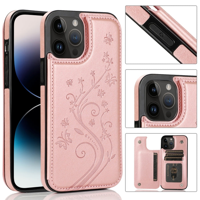 Estuche Doble Hebilla Mariposas Flores