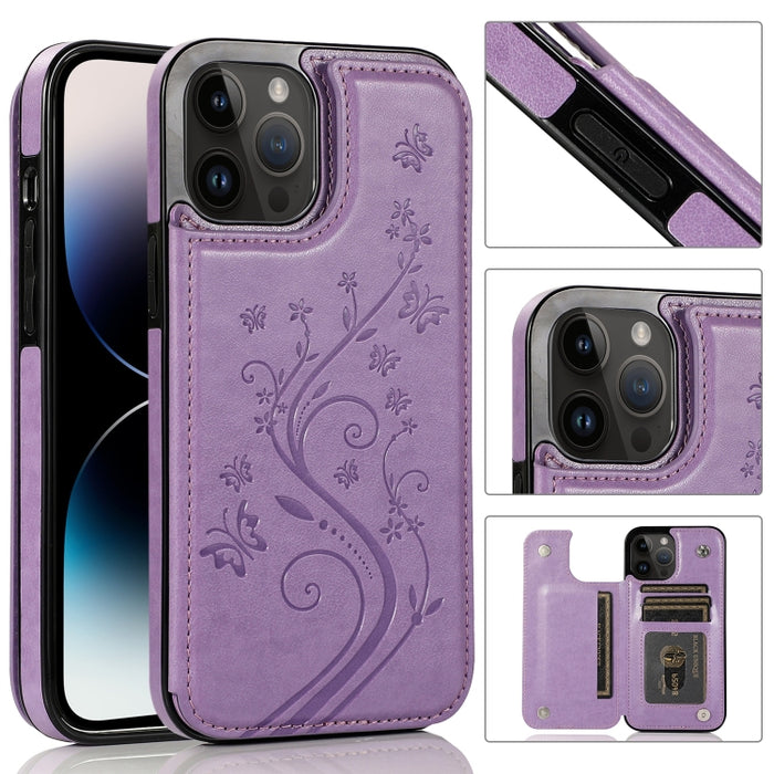 Estuche Doble Hebilla Mariposas Flores