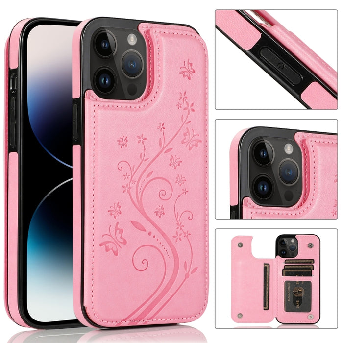Estuche Doble Hebilla Mariposas Flores