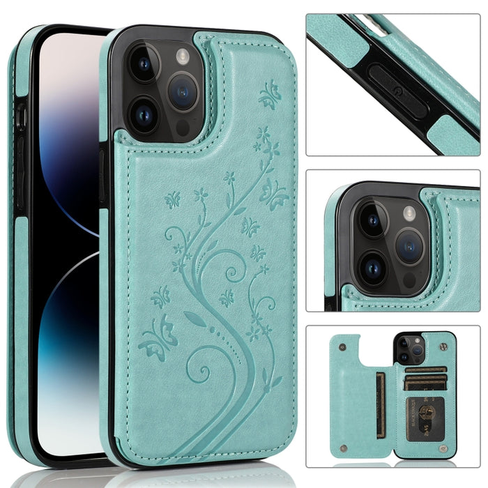 Estuche Doble Hebilla Mariposas Flores