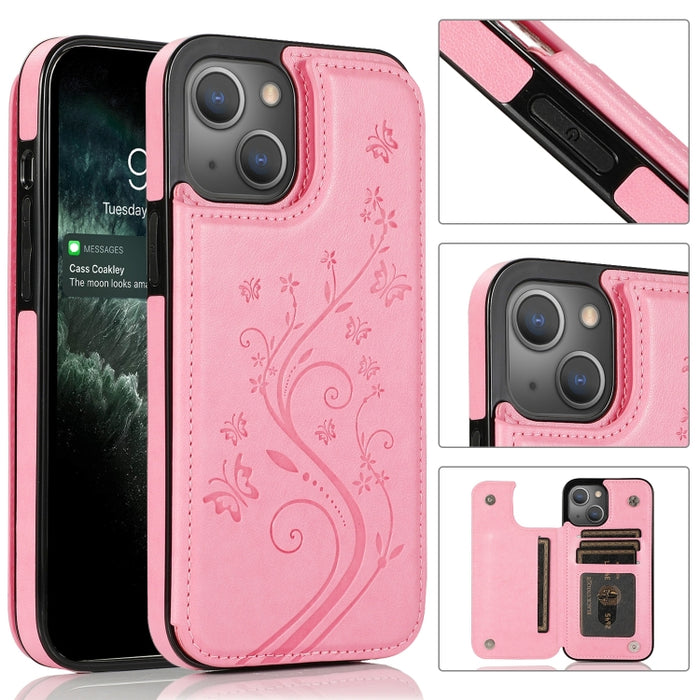 Estuche Doble Hebilla Mariposas Flores