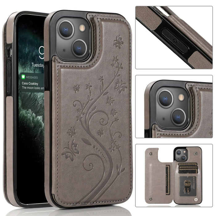 Estuche Doble Hebilla Mariposas Flores