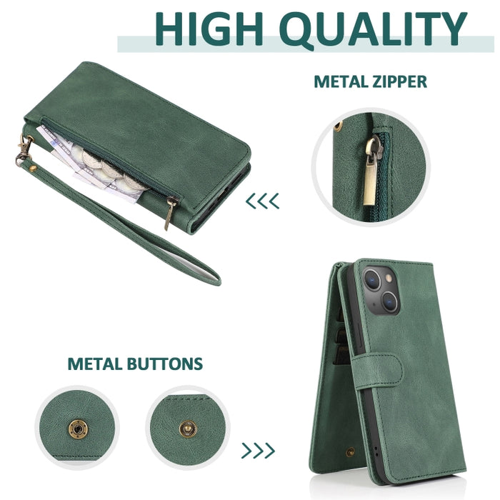 Estuche de cuero con cremallera