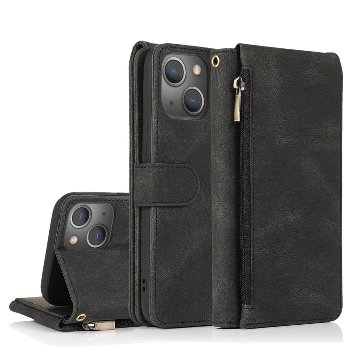 Estuche de cuero con cremallera