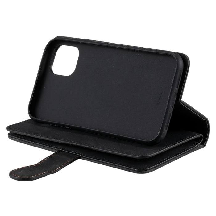 Estuche de cuero con 9 ranuras para tarjetas con cremallera