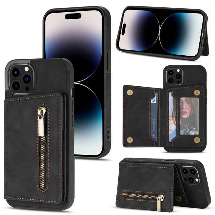 Funda con cremallera para teléfono con tarjetero