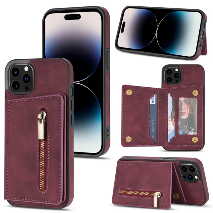 Funda con cremallera para teléfono con tarjetero