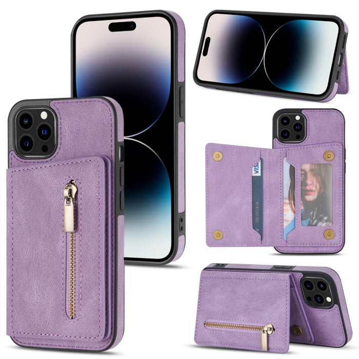 Funda con cremallera para teléfono con tarjetero