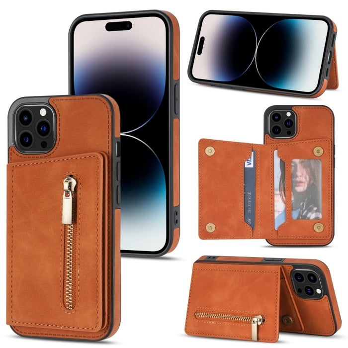 Funda con cremallera para teléfono con tarjetero