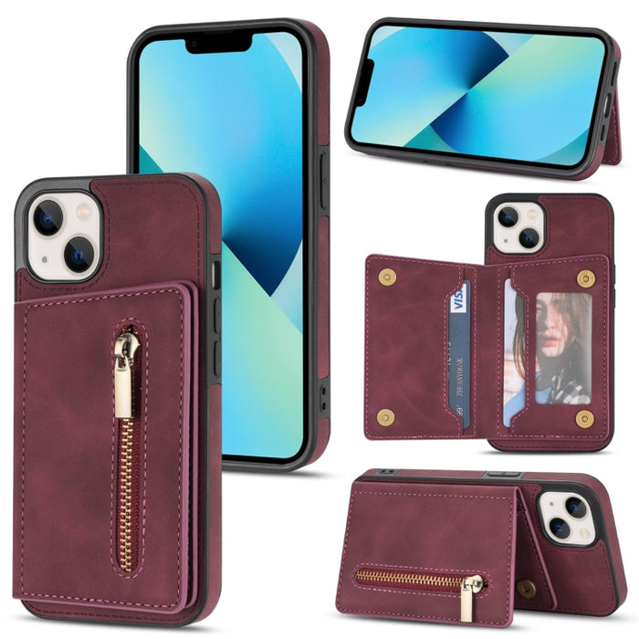 Funda con cremallera para teléfono con tarjetero