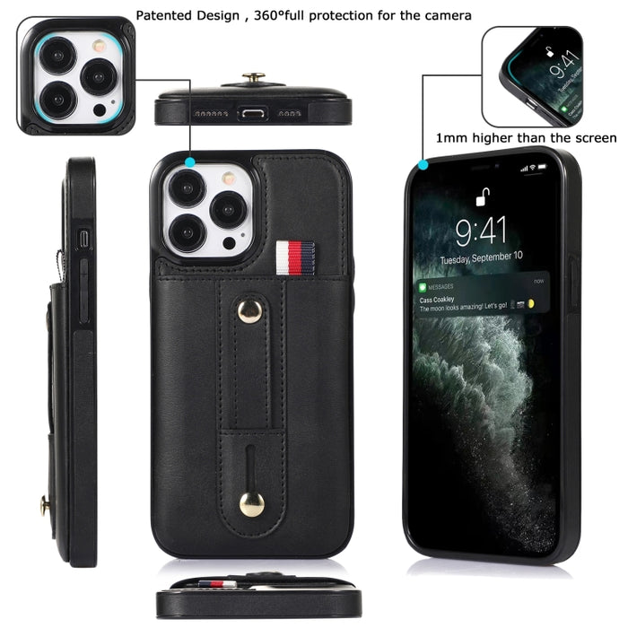 Muñequera Kickstand Wallet Funda de cuero para teléfono