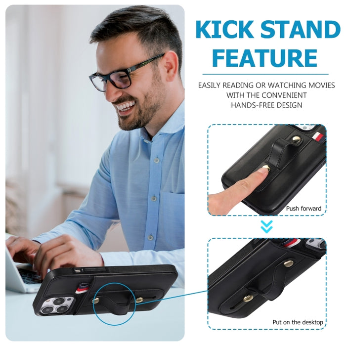 Muñequera Kickstand Wallet Funda de cuero para teléfono