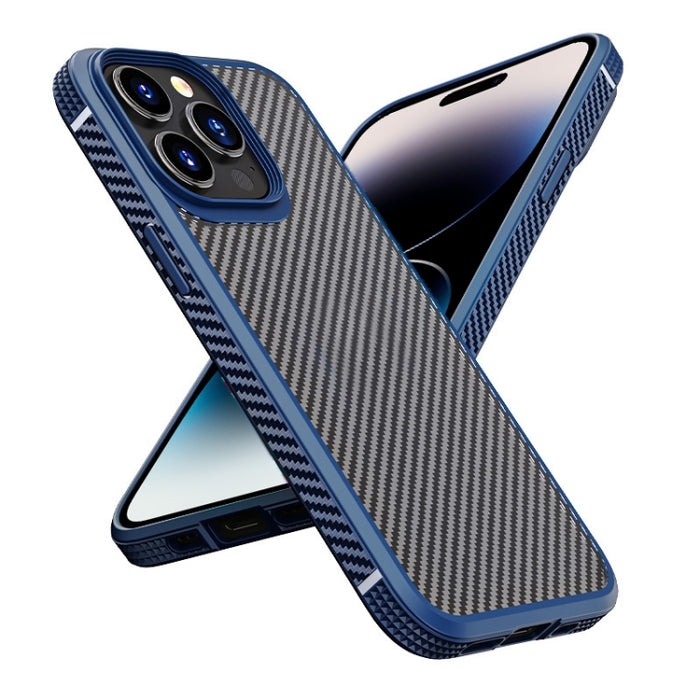 Funda protectora para teléfono iPAKY con textura de fibra de carbono a prueba de golpes PC + TPU