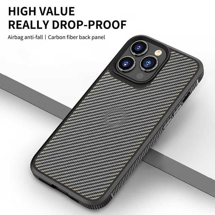 Funda protectora para teléfono iPAKY con textura de fibra de carbono a prueba de golpes PC + TPU